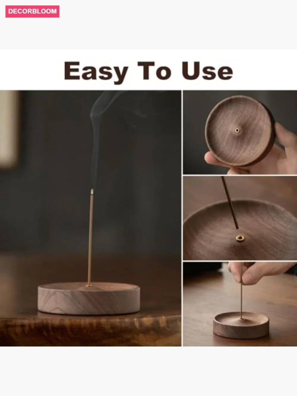 Handcrafted Wood Incense Holder for Sticks - Natural Aroma Diffuser Tray